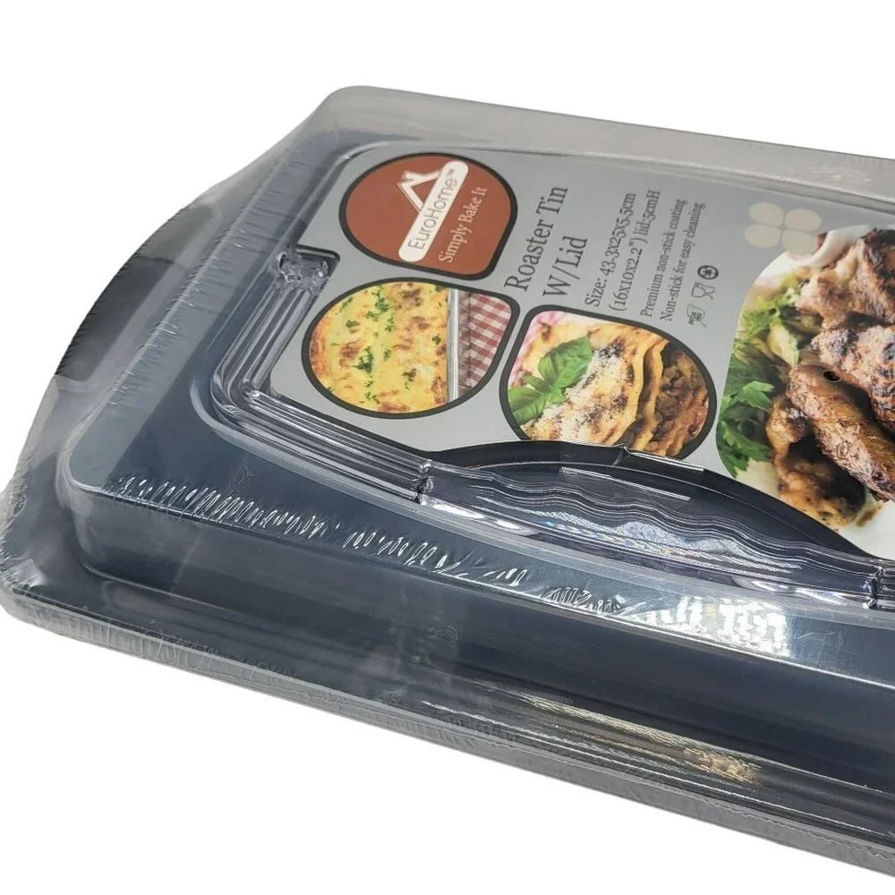 Euro-Home Non Stick Roasting Pan with Carrying Locking Lid Baking Cake Pan